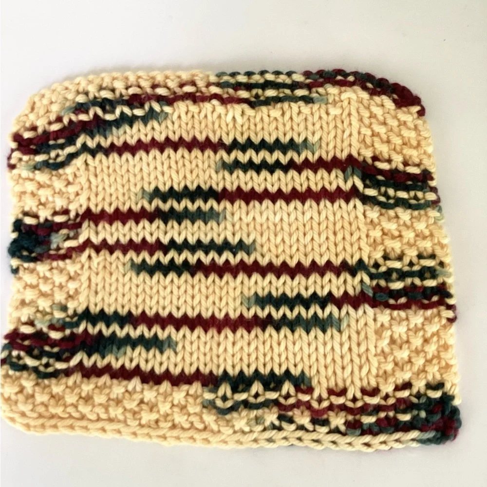 Baby Washcloth Hand Crafted Yellow Maroon Green Cotton Gift Bath Essential